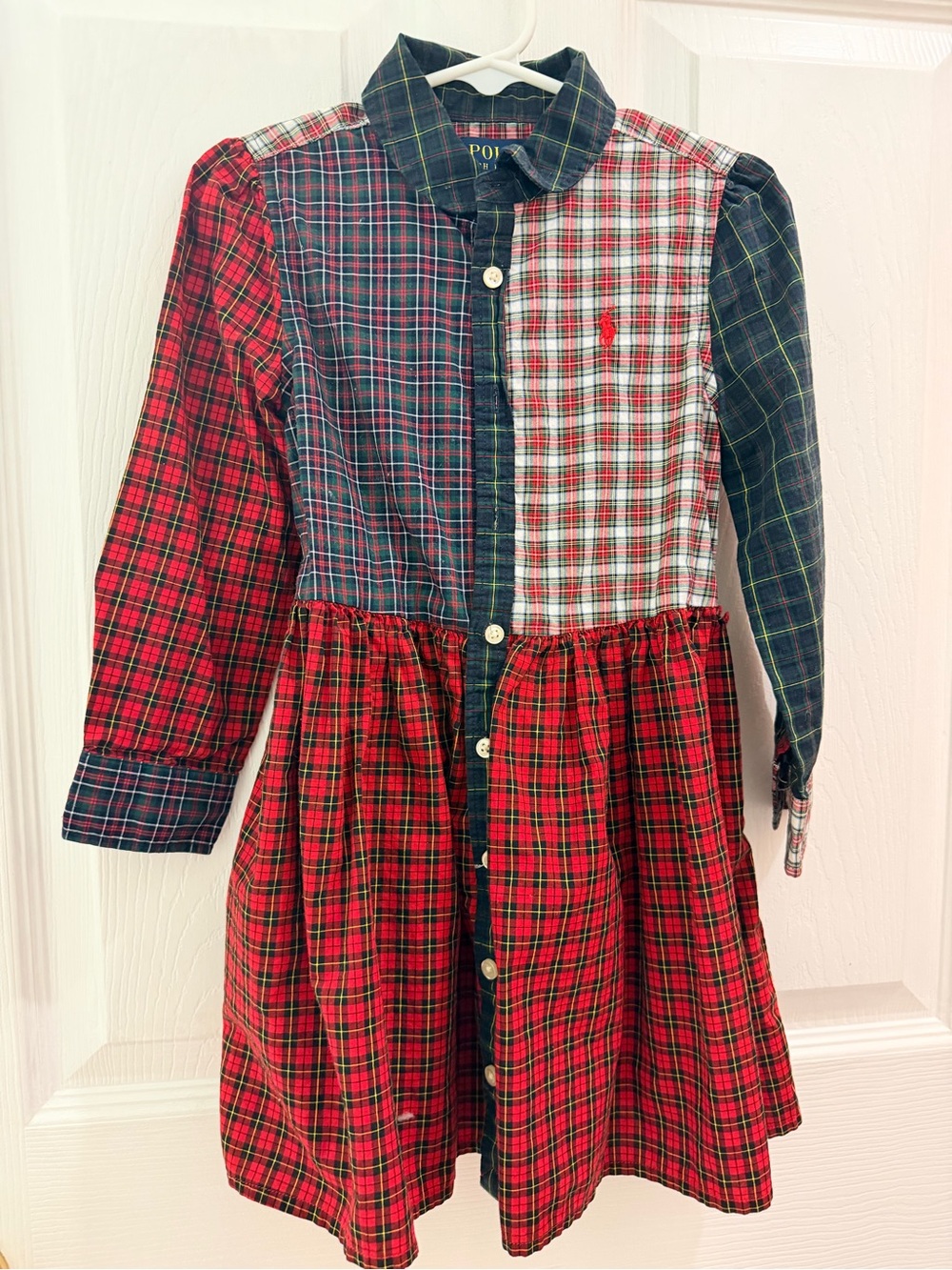 Polo Ralph Lauren Girls 3T Patchwork Plaid Tartan Holiday Shirt Dress